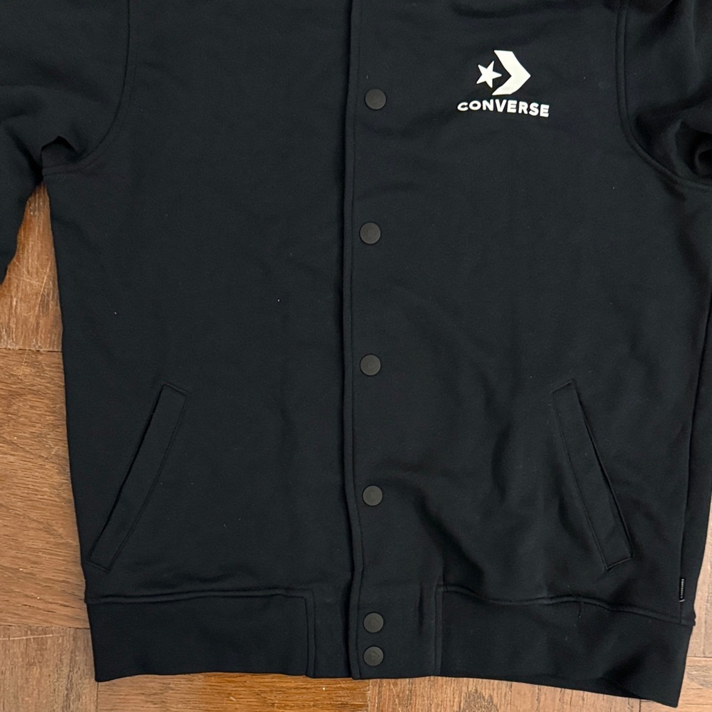 Converse Men's Black Bomber Sweatshirt Jacket Size Large - Picture 4 of 5